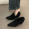 Zapatos puntiagudos estilo francés, forrados de felpa, de peluche, zapatos de algodón estilo Birkenstock para mujer, nueva colección otoño/invierno, mocasines de tacón alto, planos cálidos y mullidos