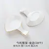 Soporte de Palillos de Cerámica de Doble Propósito para Sostener Palillos y Cucharas Públicos, Reposapalillos de Hotel, Vajilla de Restaurante, Blanco Puro con Borde Dorado, Logo Personalizado