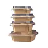 Caixa de Almoço Descartável Papel Kraft Quadrada Embalagem Comercial para Fast Food Caixa à Prova de Óleo Grau Alimentício Recipiente Ecológico como Saladeira