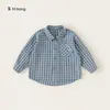 Ropa para Niños Bangxuan Camisas de Primavera y Otoño Tops para Niños Camisas a Cuadros de Manga Larga con Cuello para Niños Camisas Casuales de Otoño para Niños