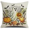 Funda de Cojín Espantapájaros Halloween 2026 Calavera Fantasma Funda de Cojín Cuadrado Calabaza Funda de Cojín Decorativa Cojín de Respaldo para Sofá