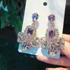 Aretes de Aguja Plateada con Borlas de Gota de Agua Incrustadas de Diamantes, Estilo Palacio, Nicho, Aretes Versátiles, Lujo Ligero, Venta al por Mayor de Aretes de Gama Alta