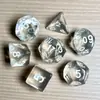 Juego de Dados Poliedros D&D con Patrón de Mármol, Color Mixto Transparente D4D6D8D10D12D20 Caras, Coc, Juego de Mesa, Juego de Siete Piezas