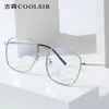 Nuevo Marco Óptico Metálico de Doble Puente Anti-Luz Azul Espejo Plano Tendencia Retro para Hombres Marco Grande para Miopía de Mujer 5031