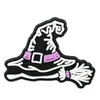Patch Decorativo Criativo de Halloween Cola Macia de PVC Acessórios Planos Acessórios de Cabelo Broche Bruxa Roxa Acessórios para Joias DIY