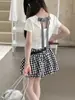 Camiseta de tirantes a cuadros con lazo estilo coreano, ajuste slim, para niñas, verano