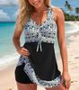 Traje de Banho Duas Peças Estampado Novo Moda Europeia e Americana Transfronteiriça 2026 para Mulheres, Estilo Férias na Praia, Roupa de Banho Tankini Confortável