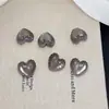 Cuentas Corazón Gorditas con Gradiente Negro y Plateado de Alta Gama, Cuentas Ojo de Gato con Agujero Pasante, Materiales para Cadena de Teléfono, Llavero y Joyería DIY