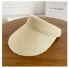 Nuevo Sombrero de Sol de Primavera para Mujer, Sombrero con Visera Grande para Viajes al Aire Libre, Sombrero de Sol Plegable con Parte Superior Vacía, Sombrero de Paja para Playa