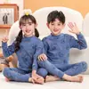 Outono e inverno conjunto de roupas íntimas de base quente de gola semi-alta para meninos e meninas roupas de outono calças de outono suéter de algodão pijamas roupas de casa