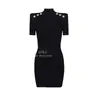 2026 Nuevo Vestido de Punto de Seda Helada de Alto Nivel Elegante Estilo Socialité con Botones Dorados Inspirado en Chanel para Mujeres Pequeñas de Oficina, Falda Bodycon