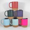 Caneca fosca de copo de cerâmica de fundo de cortiça com tampa de plástico popular cor sólida simples Comércio exterior Copo de água estilo nórdico