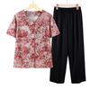 Conjunto de Verão Fino para Mulheres de Meia-Idade e Idosas, Camisa de Manga Curta de Verão para Avós, Conjunto de Duas Peças Cardigã Estilo Mãe
