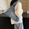 Bolso de mezclilla con costuras vintage estilo coreano para mujer, elegante bolso cuadrado pequeño, bolso de hombro o axila Ruiying a la moda, bolso de mano