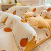 Juego de cuatro piezas de terciopelo de leche de invierno, cama engrosada, otoño e invierno, sábanas ajustables, funda nórdica con forro polar, terciopelo coral, cama de dormitorio, sábanas, juego de tres piezas