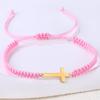 Pulsera tejida roja hecha a mano popular de Amazon para hombres y mujeres, pulsera de pareja con cruz de acero inoxidable transfronteriza europea y americana