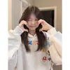 Sudadera con capucha estampada con letras, estilo divertido y lindo, holgada y moderna, chaqueta de terciopelo engrosada para otoño e invierno, top de moda