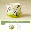 Fabricante Panda Qichun Caneca de Café, um conjunto de xícaras e pires de chá de cerâmica requintados para uso doméstico, perfeito para servir expresso, latte e chá da tarde