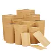 Saco Auto-Sustentável com Fecho Ziplock de Papel Kraft Grau Alimentício com Filme Metalizado à Base de Alumínio à Prova de Umidade e Mofo Selável Saco de Papel Kraft Espessado para Alimentos
