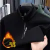 Dropshipping de suéteres de forro polar para hombre de invierno con cuello alto, media cremallera, sudaderas engrosadas y tops cálidos para hombre