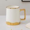 Taza de Cerámica Dorada Nórdica Simple de Lujo Ligero Oficina Hogar Té Perfumado Leche Café Taza de Agua Taza de Regalo