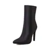 Botas Martin versátiles de comercio exterior para otoño e invierno, botas de cuero de corte bajo con punta fina de estilo transfronterizo con suelas de goma, cremallera lateral antideslizante, botas de tacón alto para mujer