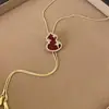Collar Colgante Vintage de Calabaza Roja Ankara con Borla para Mujer, Cadena Larga Elegante de Alto Nivel para Suéter