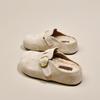 Zapatos de Cuero Sintético con Suela Gruesa, Pantuflas Cerradas para Mujer, Nuevas Pantuflas de Algodón Peludas Retro Slip-On Otoño 2025