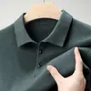 Nueva colección de otoño e invierno: suéteres de punto de color liso para hombre, camisetas de manga larga tipo pullover con cuello, polos casuales para hombres de mediana edad y suéteres de punto
