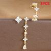 Ins Style Blue Zircon Brincos Cobre Banhado 18K Ouro Real Picareta Broca Flor Brincos Cross-border Estilo Coreano Terno Brincos