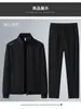 Conjunto deportivo para hombre para primavera y otoño, algodón transpirable, corte holgado, talla grande, sudadera casual y pantalón de chándal conjunto de dos piezas, moderno