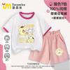 Traje de Verano para Niñas Pudding Dog Camiseta de Manga Corta para Bebé Pantalones Cortos de Verano para Niños Pantalones de Flores Conjunto Delgado de Dos Piezas