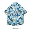 Camisa de Seda de Hielo Hawaiana para Hombre Camisa de Manga Corta de Moda para Hombre Camisa Floral de Playa de Verano Chaqueta Holgada para Pareja