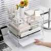 Caja de almacenamiento de escritorio materiales de papelería almacenamiento de papel a4 vales estante de almacenamiento multicapa de oficina estante de almacenamiento de archivos