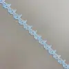 Nuevos fabricantes suministran accesorios de ropa con código de barras hueco de poliéster de encaje blanco, bordado soluble en agua, encaje de seda de poliéster