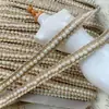 Fita de Pérolas Tecida com Fio Dourado Estilo Chanel, 1cm de Largura, com Pérolas Costuradas à Mão, Acabamento de Renda para Decoração DIY de Roupas
