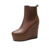 Nuevas Botas Martin de Suela Gruesa con Tacón de Cuña para Otoño e Invierno, Botines Cortos sin Cordones de Punta Redonda, Elegantes Botas Individuales de Tacón Alto para Mujeres Bajitas