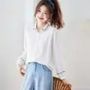 Camisa Estilo Chinês Bordada Novo Modelo 2026 Primavera Manga Longa Feminina Gaze de Algodão Camisa Top Estilo Coreano Camisa Feminina
