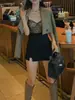 Falda negra ultracorta para mujeres petite, verano 2026, falda bodycon adelgazante de abertura para chica hot, falda de cintura alta línea A