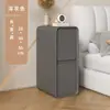 Mesita de Noche de Madera Maciza Lujo Ligero Estilo Crema Simple Moderno Pequeño Gabinete de Mesita de Noche para Dormitorio del Hogar Espacio de 20 cm Gabinete Súper Estrecho