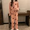 Pijama Caliente de Oso Lindo Color Melocotón con Luna Creciente de Felpa de Coral Conjunto de Dos Piezas de Ropa para el Hogar Engrosada Nuevo Otoño e Invierno 2025