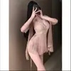 Lencería Sexy Puro Deseo Encaje Transparente Tentación Dobladillo con Borlas Sexy Espalda Descubierta Conjunto de Camisón