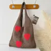 Bolso de Hombro Tejido para Viajes de Vacaciones, Bolso de Mano Retro de Malla Hueca, Bolso Simple Tejido