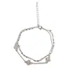 Pulsera de Moda Simple de Plata Gruesa con Trébol de Cuatro Hojas de Doble Capa Temperamento Lujo Ligero Versátil Sensación de Alta Gama Super Brillante Joyería de Mano Al por Mayor