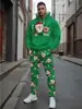 Moletom com capuz masculino estampado de Natal casual transfronteiriço, esportivo, de corte solto, conjunto de duas peças masculino moderno outono/inverno, em estoque