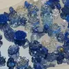 Novo Cor Sólida Azul Safira Gelo Transparente Azul Safira Borda Dourada Azul Escuro Misturado Material DIY Artesanal Atacado TikTok em Estoque