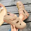 Nuevas Sandalias de Cuña de Verano con Punta Cerrada, Caladas y Transpirables, Zapatos de Velcro con Plataforma de Suela Gruesa para Mujer de Talla Grande, Talla 44
