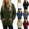 Outono/Inverno 2026 Em Estoque Europeu e Americano Amazon Transfronteiriço Cor Sólida Bolso Manga Longa Botão Moda Streetwear Moletom Feminino