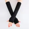 Guantes sin dedos delgados primavera y otoño largos versátiles para mujer mangas elásticas para brazos mangas sin dedos cálidas mangas de algodón tejidas para brazos
