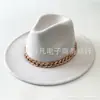 Comercio Exterior Sombrero de Cadena Gruesa Otoño e Invierno Estilo Británico Lana Sombrero de Jazz Hombres y Mujeres Moda Europea y Americana Performance Escénica Sombrero de Fieltro